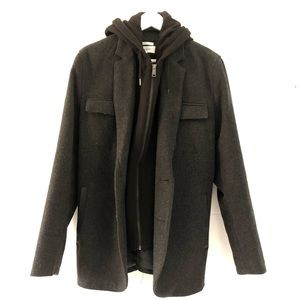 Calvin Klein Wool Blend Zip Overcoat - Large